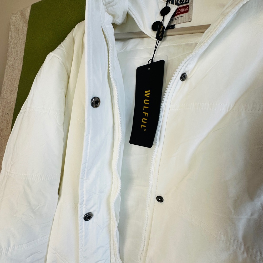 Wulful White Puffer Jacket Hooded Zip Up Winter Coat Mens 3XL NEW - Picture 9 of 10